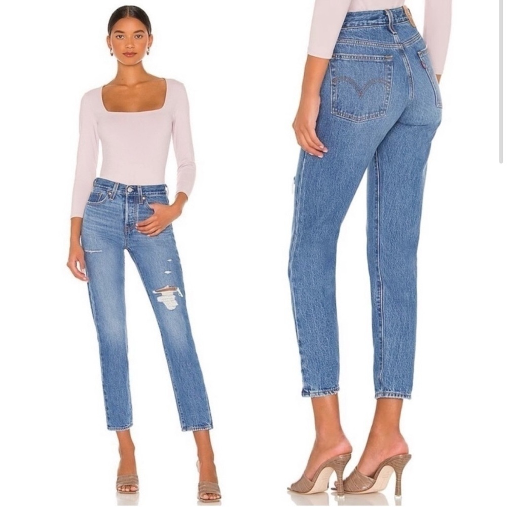 Levi's Wedgie Icon Fit Jeans in Athens Asleep, Cropped Distressed, Size 31